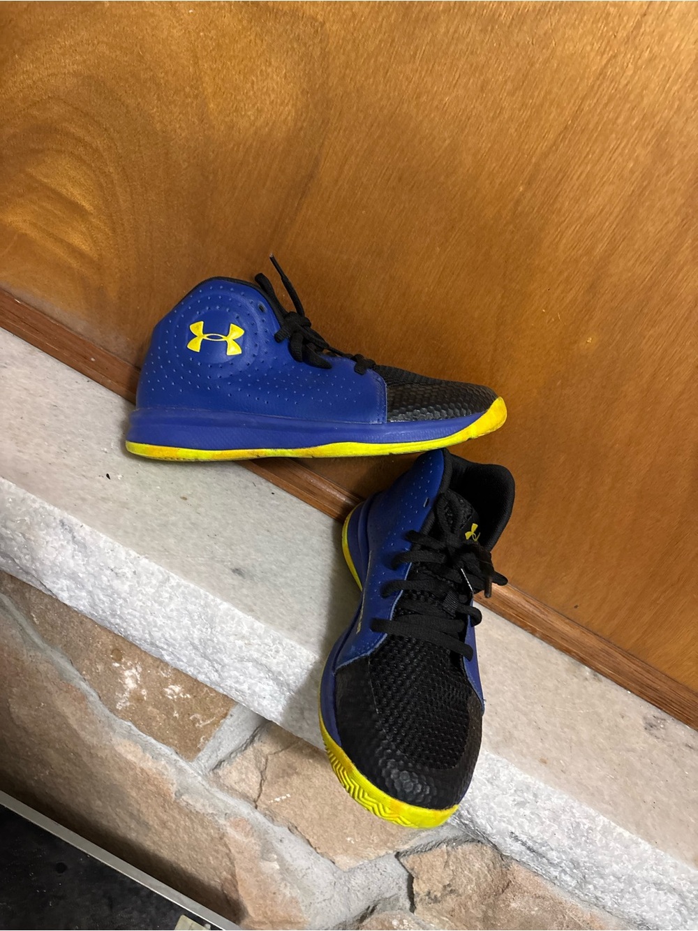 Under Armour Blue and Yellow Kids Sneakers